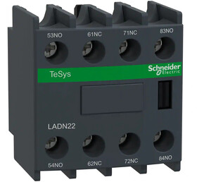 LADN22 Schneider Electric Auxiliary contact block, TeSys D, 2NO + 2NC, front mou